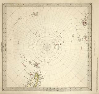 1844 Map Of Antarctica By J&c Walker.  Hand Colored.