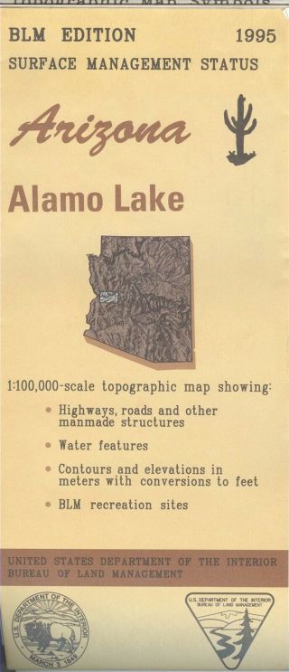 Usgs Blm Edition Topographic Map Arizona Alamo Lake 1995