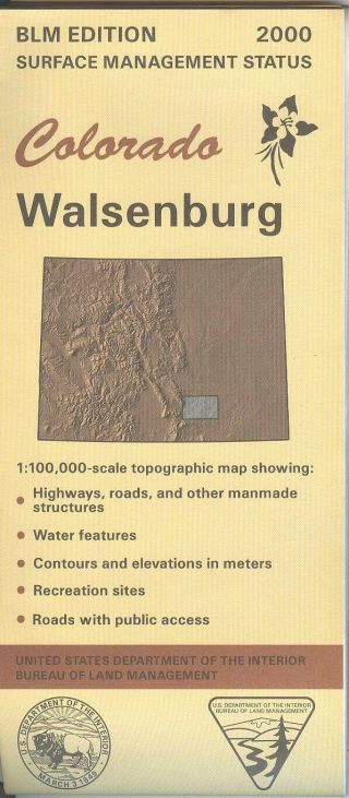 Usgs Blm Edition Topographic Map Walsenburg Colorado 2000