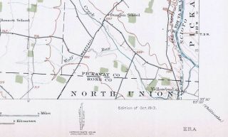 1913 Era OH USGS Topo Clarksburg Atlanta Kinderhook Williamsport Darbyville Fox 4