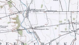 1913 Era OH USGS Topo Clarksburg Atlanta Kinderhook Williamsport Darbyville Fox 6