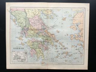 Antique Map Of Ancient Greece 1880