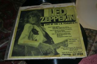 Led Zeppelin Live At The L.  A.  Forum 6/1977 2 Lp For Badge Holders Only Lz 1234