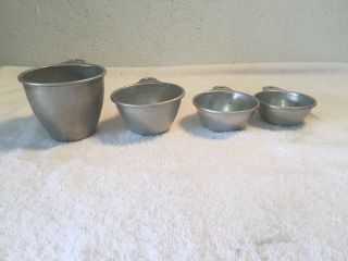 4 Vintage Ekco Usa Aluminum Measuring Cups Includes 1\4 1\3 1\2 1 Cup Sizes