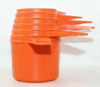 Vintage Tupperware Measuring Cups Orange Set Of 6 2