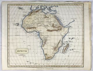 Antique Hand Coloured Copper Engraved Map Of Africa,  C1818 Kelly