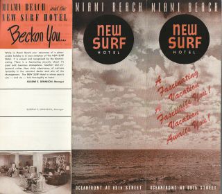 Surf Hotel Miami Beach Florida Vintage 1950s Travel Brochure Photos