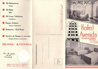Hotel Avenida Mexico City Mexico Vintage Travel Brochure Keyed Aerial Photo