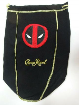 Custom Crown Royal 1.  75l Black Bag Extra Large Sz Xl 13 " W/ Deadpool Patch Big