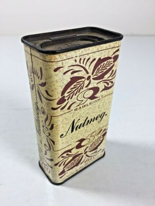 Vintage Rawleigh Nutmeg Spice Tin Can 3 Oz,  Wt Rawleigh Freeport Ilinois