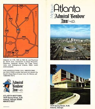 Admiral Benbow Inn Atlanta Georgia Vintage Travel Brochure Color Photos Map