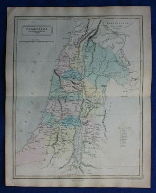 Ancient Palestine,  12 Tribes Of Israel,  Antique Map,  Butler,  Hall,  1861