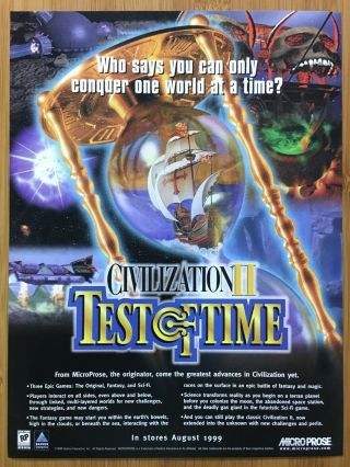 Civilization Ii 2 Test Of Time Pc 1999 Print Ad/poster Official Big Box Promo