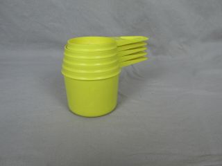 Set Of 5 Vintage Yellow Tupperware Measuring Cups