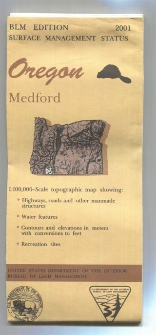 Usgs Blm Edition Topographic Map Oregon Medford - 2001 - Surface 100k