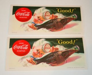 2 1953 Coke Coca - Cola Sprite Drink in Bottles Advertising Ink Blotter NOS 2