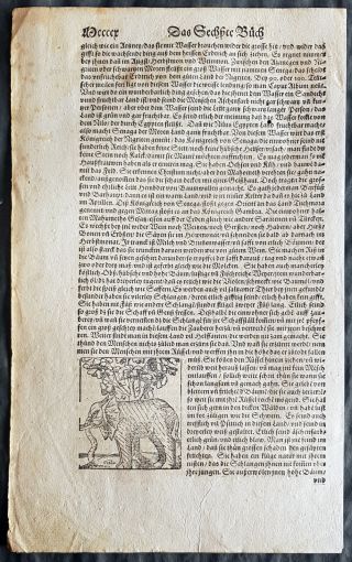1574 Sebastian Munster Antique Print Of An African Miner & Elephant