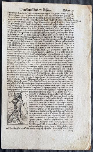 1574 Sebastian Munster Antique Print of an African Miner & Elephant 2