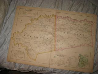 Huge Antique 1899 Strasburg Paradise Brecknock Township Pennsylvania Handclr Map