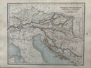 1853 Noricum Pannonia Illyria Hand Coloured Map By Alexander Findlay