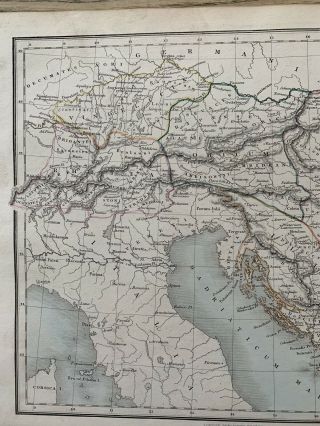 1853 NORICUM PANNONIA ILLYRIA HAND COLOURED MAP BY ALEXANDER FINDLAY 2