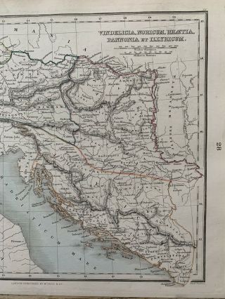 1853 NORICUM PANNONIA ILLYRIA HAND COLOURED MAP BY ALEXANDER FINDLAY 3