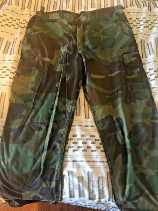 Us Army Cargo Pants Ripstop Woodland Camo - Made In Usa - Large Reg - 36 - 39 Waist
