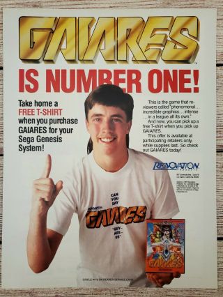 Gaiares Sega Genesis 1991 Game Official Vintage Promo Ad Art Print Poster