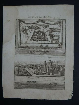 1719 Manesson Mallet Atlas Map Tower Of London - Tour De Londres Thurn Zu Londen