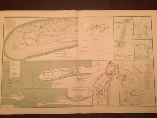 Antique Civil War Map 1864 Ft Morgan Mobile Bay Fredericksburg Cold Har