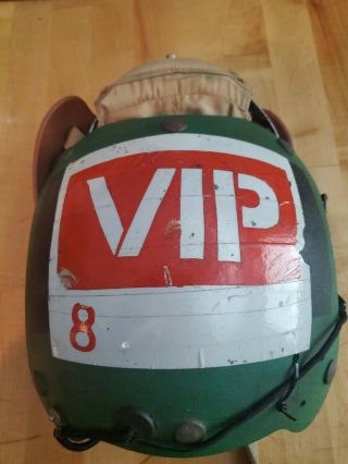 Vintage Us Navy Flight Deck Crew Green Vip V.  I.  P Pilots Helmet Size 7 1/2