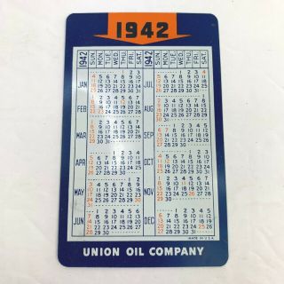 Vintage Advertising Pocket Wallet Calendar Card 1942 Union Oil Company Ww2
