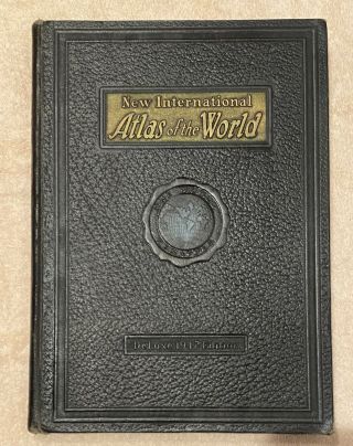 Vintage International Atlas Of The World Deluxe Edition 1942 Embossed Wwii