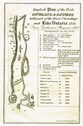 " English Plan Of Forts Of Ontario & Oswego,  1756 " - Steel Engraving - 1849