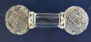 Vintage Brilliant Cut Crystal Barbell Style Knife Rest 4.  5 " Serrated Bar