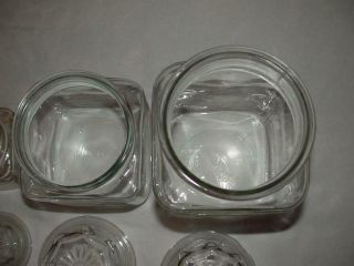 SET OF THREE ANCHOR HOCKING SQUARE CANISTER JARS WITH STARBURST LIDS AND SEALS 3
