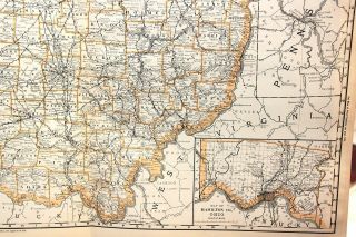 1888 Large Format 2 Page Rand McNally Atlas Map the State of Ohio 27” x 20” 2