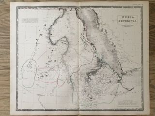 1853 Nubia Abyssinia Ethiopia Sudan Hand Coloured Map Johnston 