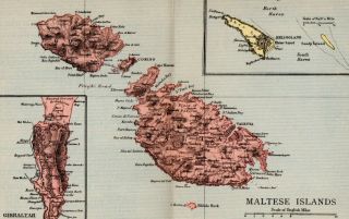 Antique Map Of Malta Maltese Islands Europe W&AK Johnston 1897 2