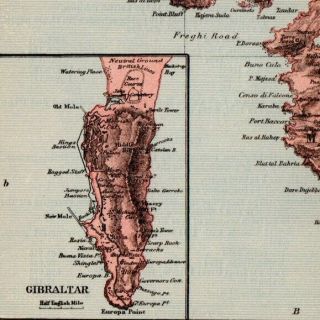 Antique Map Of Malta Maltese Islands Europe W&AK Johnston 1897 4