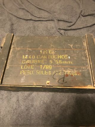 Vintage Army Ammo Box Green,  Wood,  Rope Handles