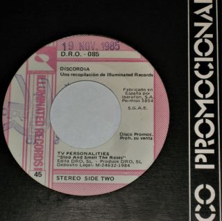 Tv Personalities Stop And Smell The Roses 7 " Spanish Promo Only 45 Rare 1985 T V