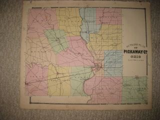 Antique Pickaway County Circleville Holland Tarlton Williamsport Ohio Map Nr