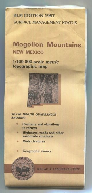 Usgs Blm Edition Topographic Map Mexico Mogollon Mountains - 1987 - Gila Nf