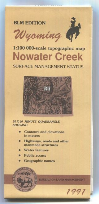 Usgs Blm Edition Topographic Map Wyoming Nowater Creek - 1991 - Surface - 100k