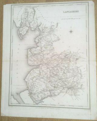 Antique County Map Of Lancashire C1831 Samuel Lewis Eng J&c Walker/creigton