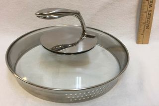 Lid For Pan Pot Stainless Steel & Glass T Chef Tupperware 8 " Diameter Drain Hole