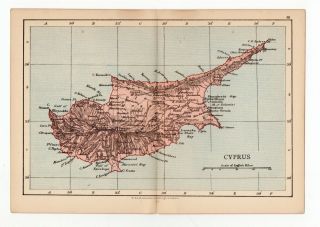 Antique Map Of Cyprus Europe W&ak Johnston 1897