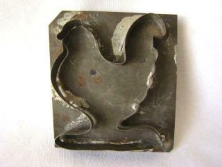 Antique Primitive Soldered Tin Standing Rooster Chicken Cookie Cutter,  Hand Made