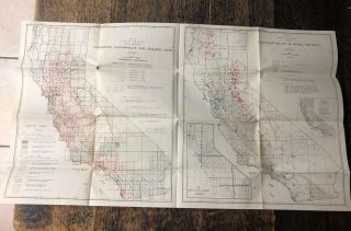 1944 California Topographic & Geologic Map W/ Distribution Of Mineral Deposits